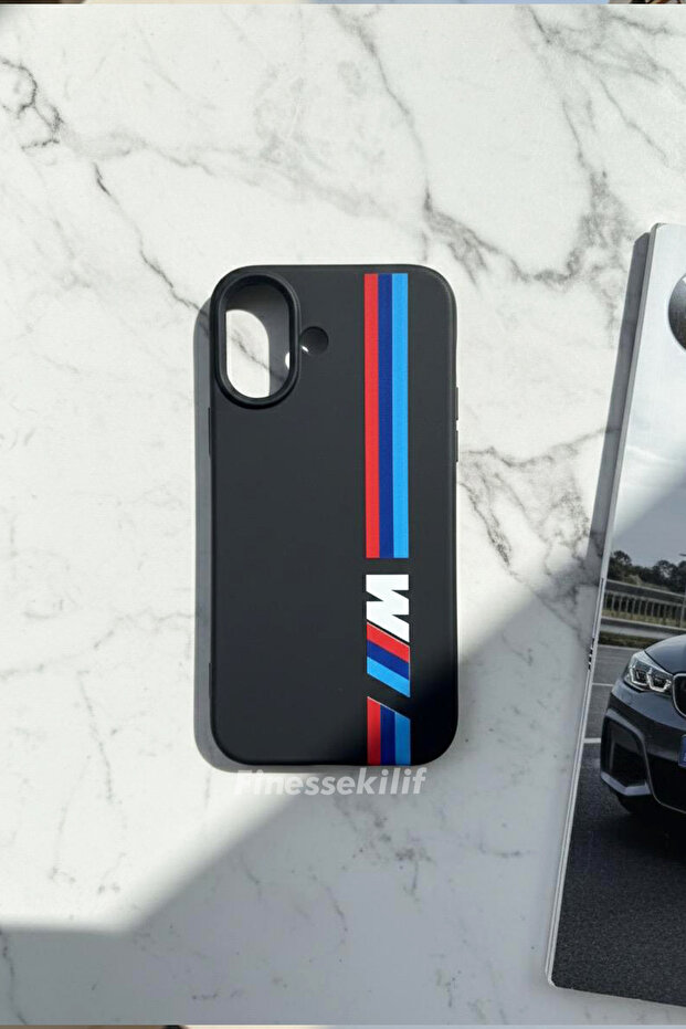 iPhone 16 Compatible Bmw Design Printed Black Launch Case - 1
