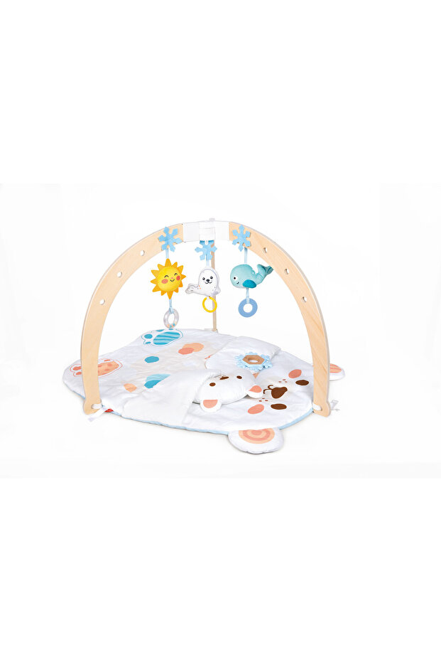 Hape- Snuggle Bear Foldable Activity Gym with wooden base and toys