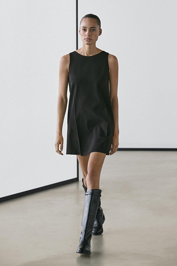 Yünlü mini elbise - 1