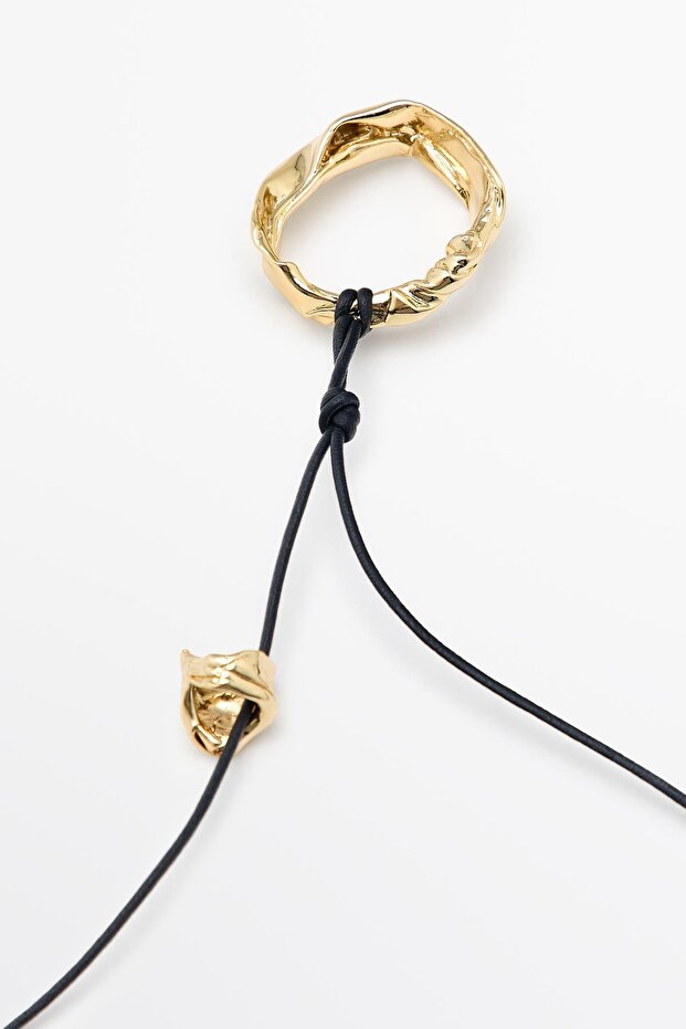 Deri asimetrik parça kolye - 3