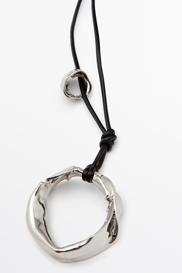 Deri asimetrik parça kolye - 5