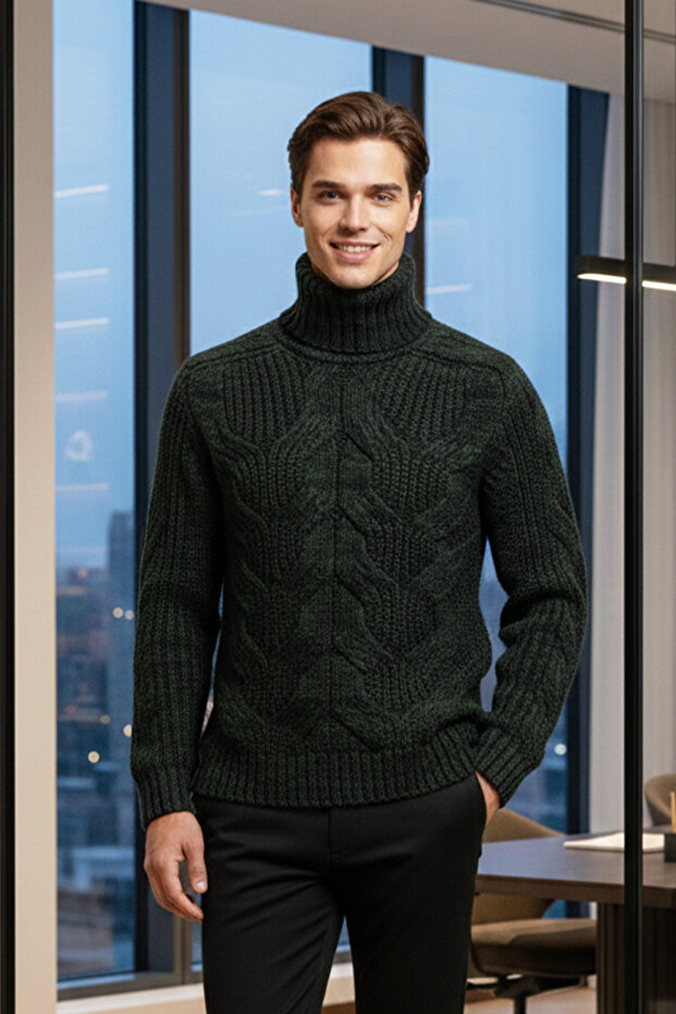 Erkek Balıkçı Yaka Kalın Kazak - 3