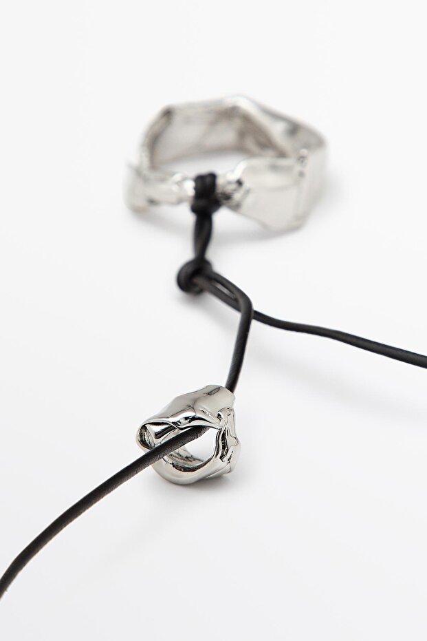 Deri asimetrik parça kolye - 4