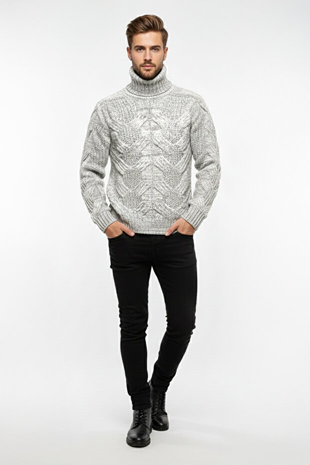 Erkek Balıkçı Yaka Kalın Kazak - 2