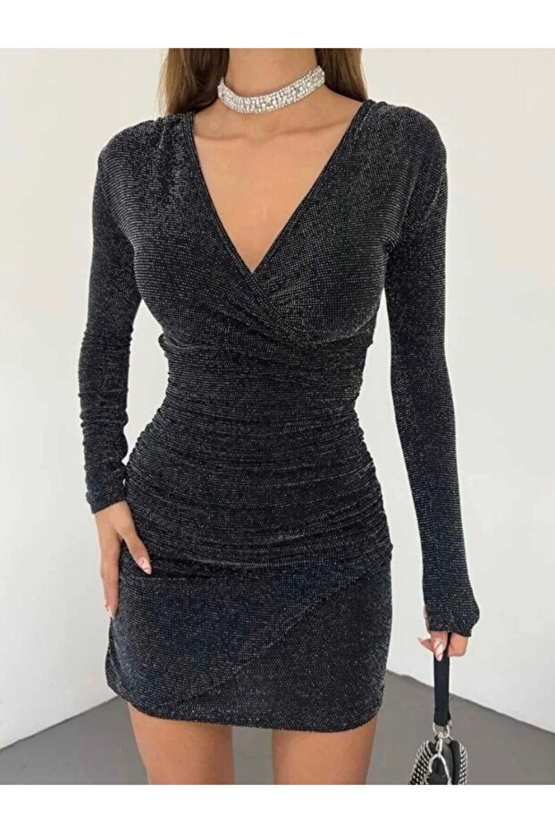 Kruvaze Simli Elbise - 2