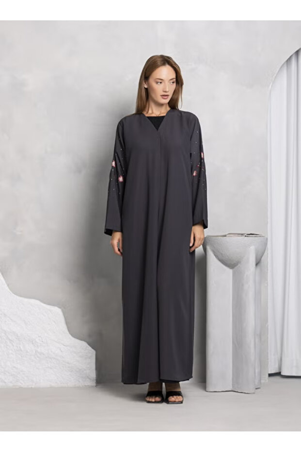 Grey soft crepe with light thread