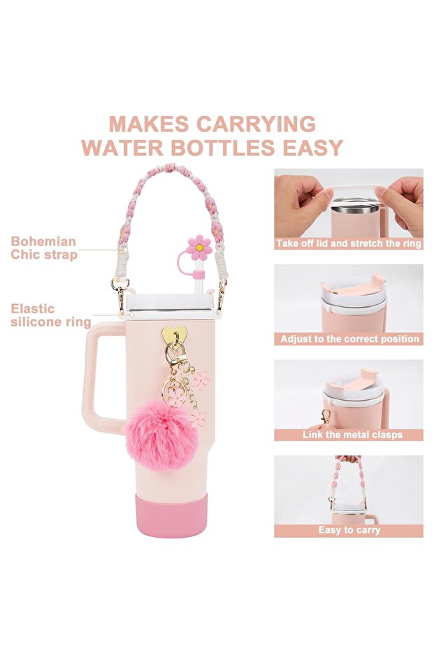 مجموعة ملحقات كأس ستانلي - حزام الحذاء باللون الوردي - 3