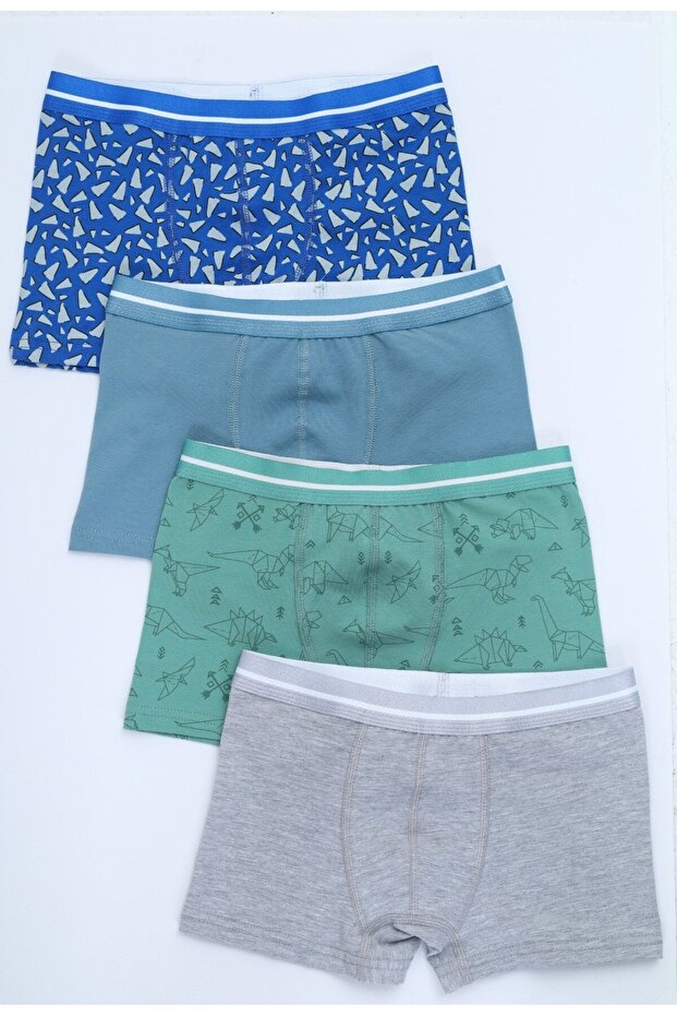 Boy's Printed Cotton Elastic Boxers - Pack of 4