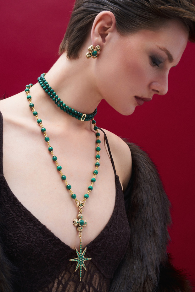 Kindred Malakit Yonca Charm iğneli Küpe - 6