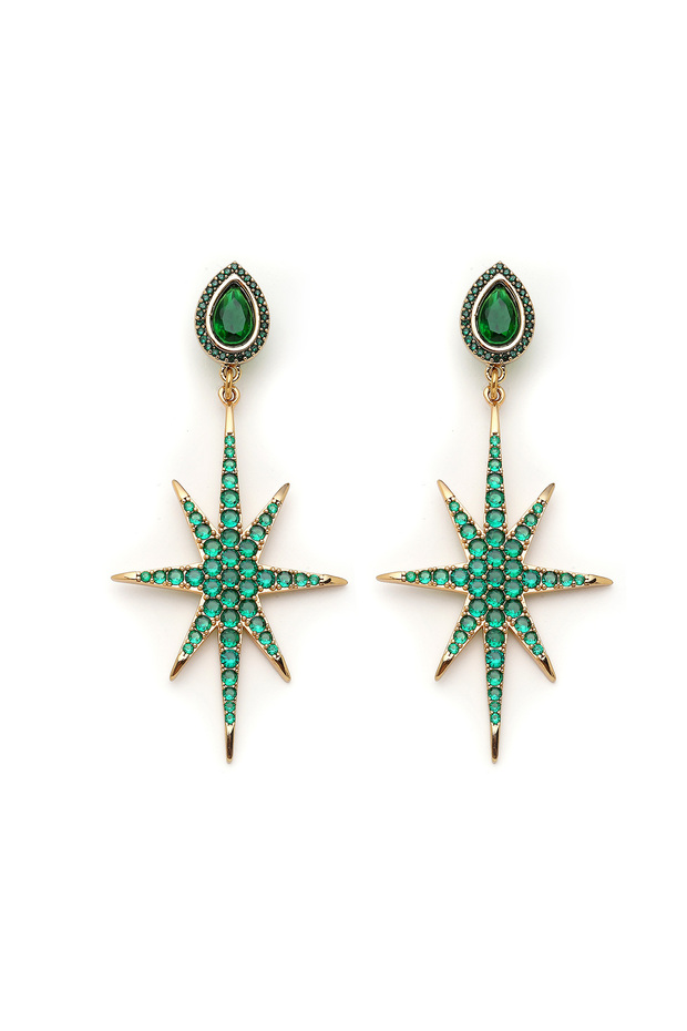Heart of Soil Polar Star Charm Evening Dress Pin Earrings