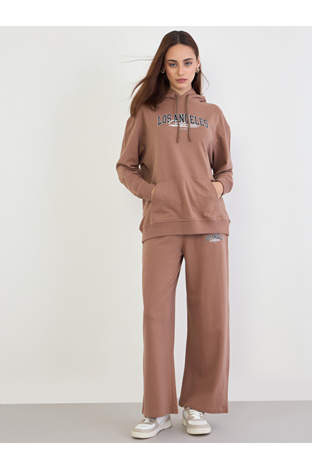 Brown Regular Fit Longline Hoodie and Joggers Co-Ords