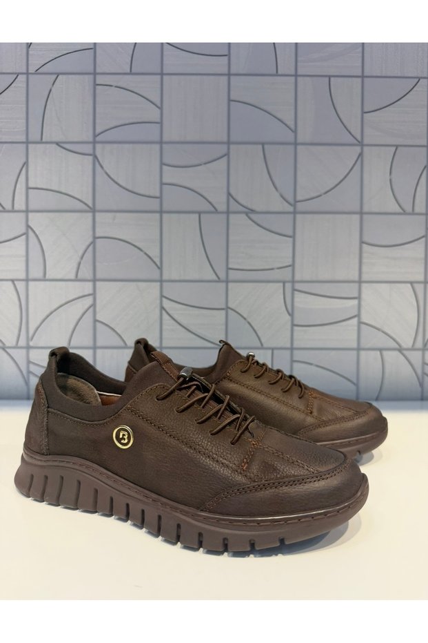 B1 4320 Women's Brown Nubuck Genuine Leather Rubber Laces Non-Slip Sole Daily Sports Comfortable Shoes