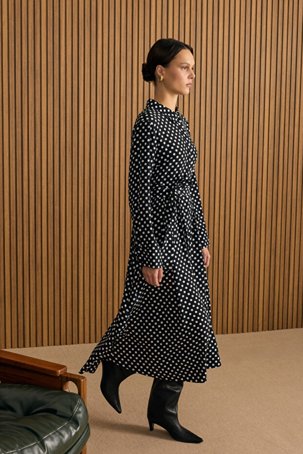 Puantiye Viscon Elbise - 4