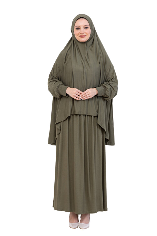 Two Piece Prayer Dress – Long Cotton Hijab Clothing Abaya & Headscarf Set