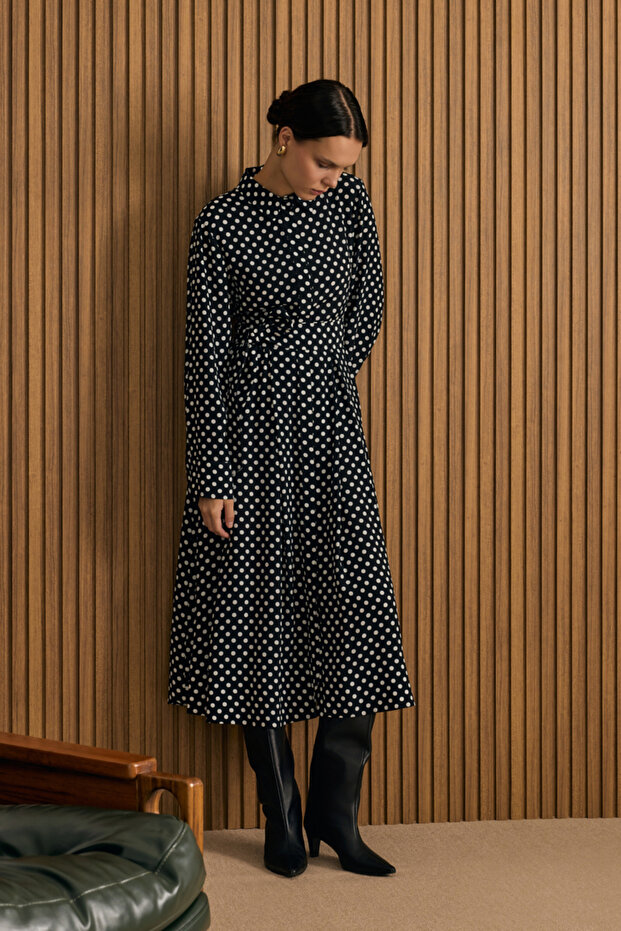 Puantiye Viscon Elbise - 2