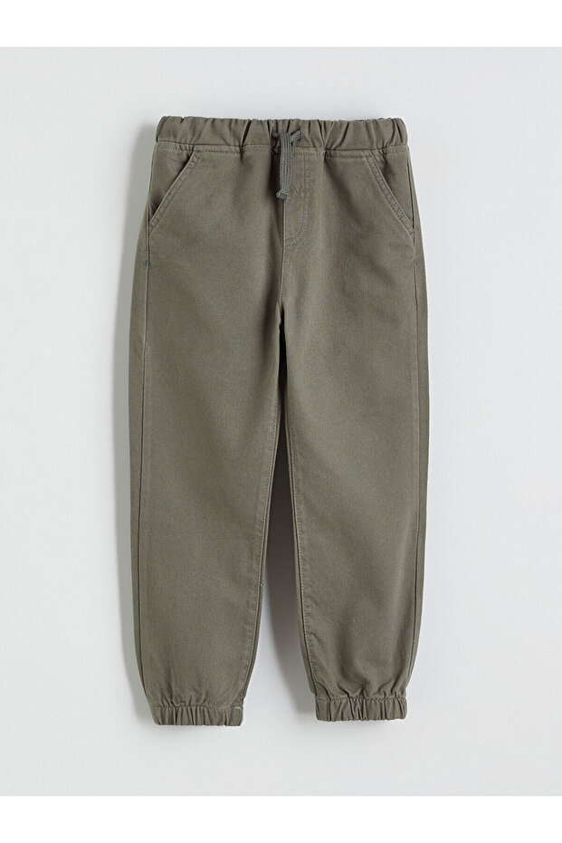 Two Mt Shop Quality Lcw Kids Khaki Plain Standard & Regular Elastic Cuff Boys Jogger Pants