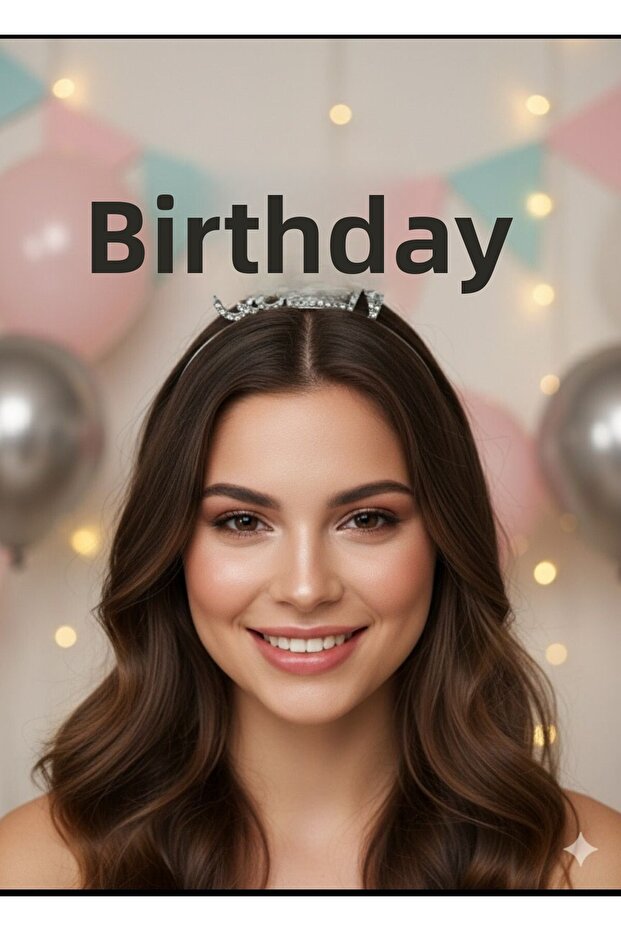Birthday Quenn Crown with Stones Silver Metal Special Design