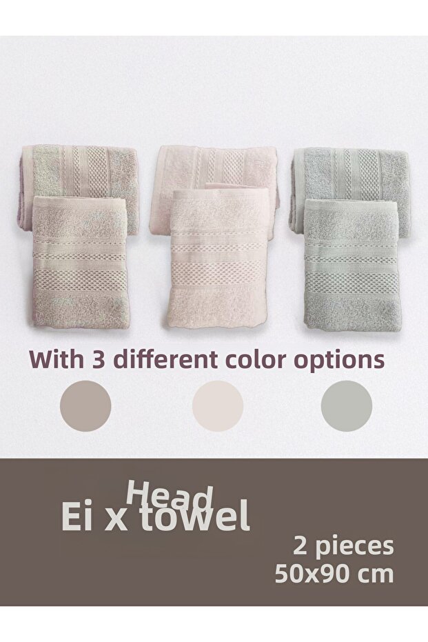Cotton Towel 2 Pieces Hand Face Head Towel