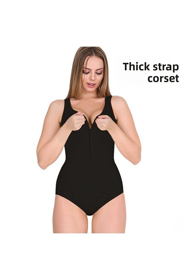 Thick Strap Snap Fastener Slimming Shapewear Corset