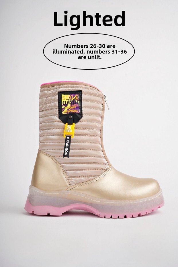 Bloom Guaranteed Children's Serrated Insole Fleece Front Zipper Rain and Snow Boots