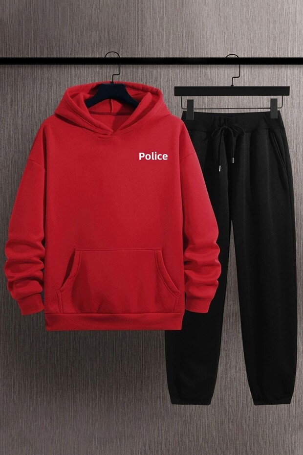 طقم بدلة رياضية بتصميم خاص للجنسين من Polizei مطبوع من أعلى وأسفل