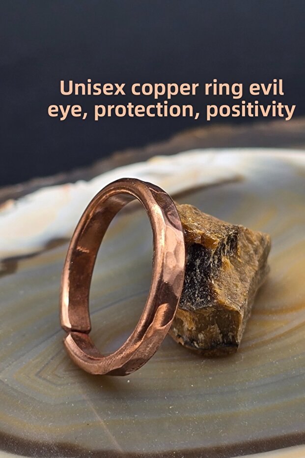 Ring Copper Unisex Adjustable Handcrafted Real Quality (Women's Size S) (Men's Size m)