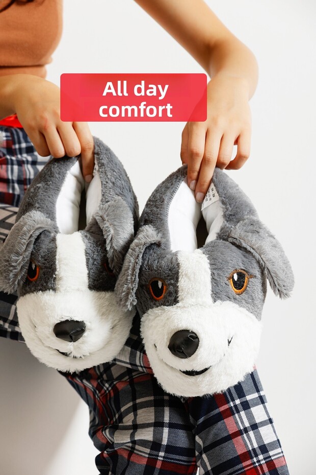 Soft Sole Cute Dog Slippers - 6