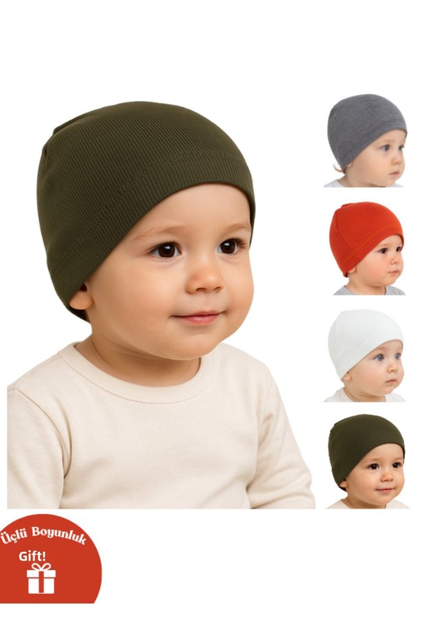 Set of 4 Baby & Kids Cotton Beanie Soft and Cotton