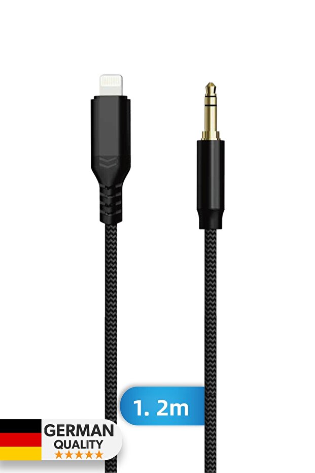 متوافق مع iPhone Lightning إلى كابل صوت Aux مقاس 3.5 مم يدعم ستيريو Lightning بطول 1.2 متر