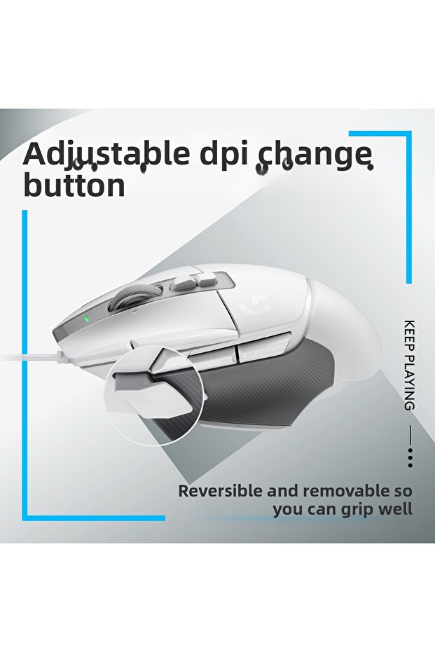 High Performance g G502 X Wired Gaming Mouse - Hero 25K Sensor, White - 7