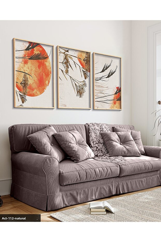 Watercolor Look Modern Art 3 Piece Wooden Framed Painting Act