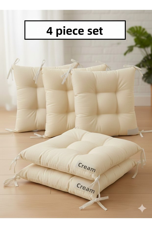 4-Piece Garden, Balcony, Living Room Chair Cushion, with Laces