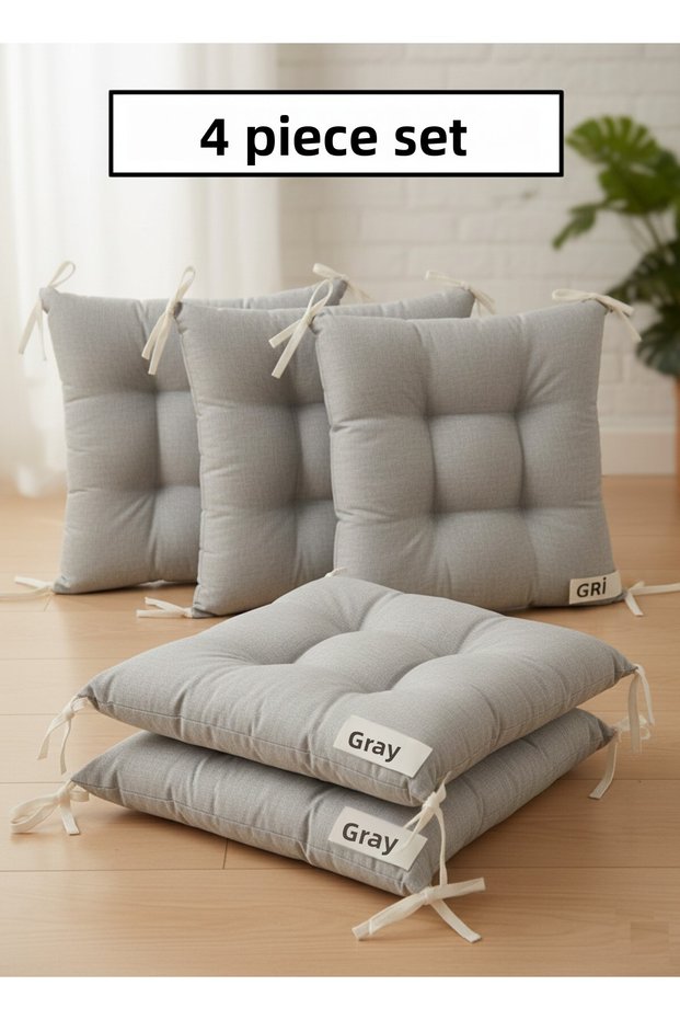 4-Piece Garden, Balcony, Living Room Chair Cushion, with Laces