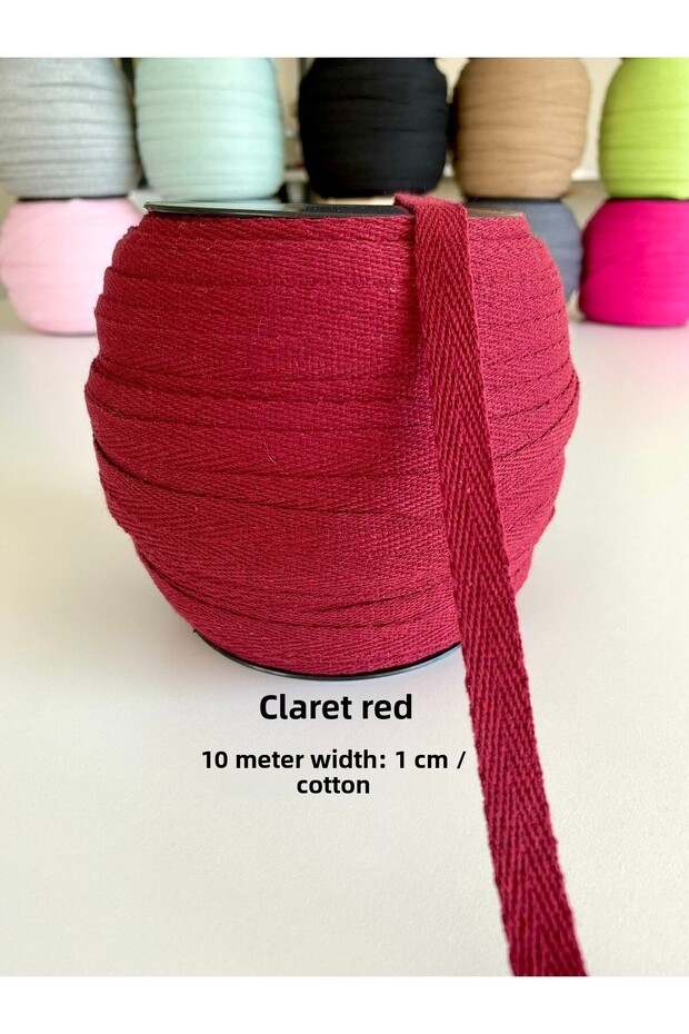 10 Meters Width 1 cm Burgundy Cotton Narrow Webbing-Herringbone Bias Tape-Multi-Purpose Ribbon-Extrafoam-Sewing Concealer
