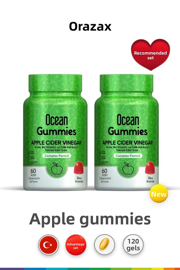 Gummies Apple Cider Vinegar 60 Units (2 Pcs)
