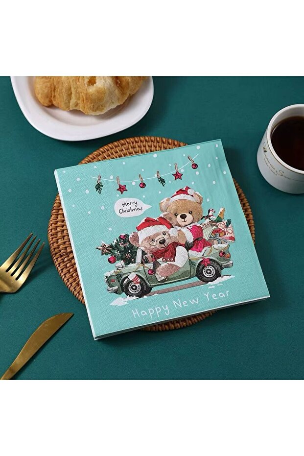 New Year Christmas Christmas Patterned 20 Pieces of Paper Serving Napkins