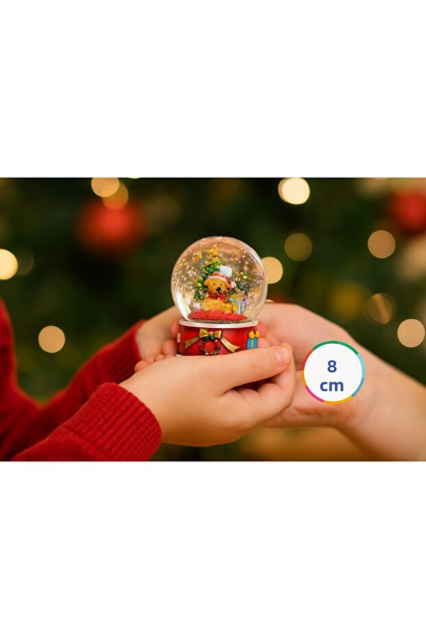 Christmas Themed 8 cm Small Snow Globe Sparkling Decorative New Year Gift Cute Teddy Bear Ornament