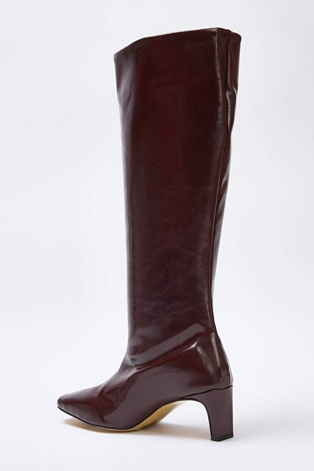 Bordo Kadın 6 cm İnce Topuklu Çizme TAKAW25CZ00002 - 4