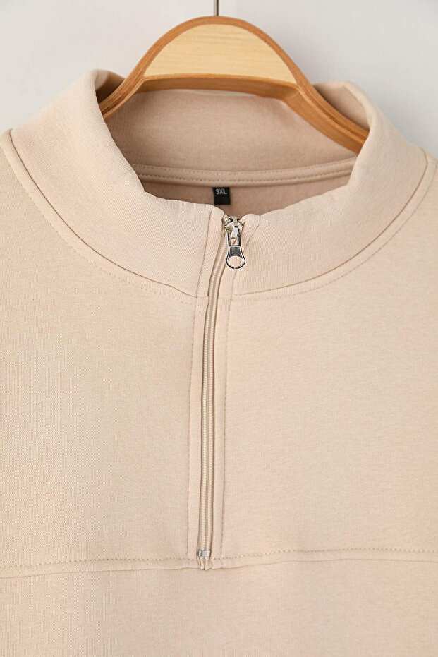 Bej Oversize Büyük Beden Sweatshirt TMNAW25AO00028 - 3
