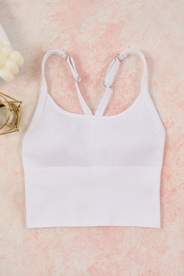Beyaz Seamless/Dikişsiz Destekli/Şekillendirici Örme Spor Sütyeni THMAW26SS00017 - 6