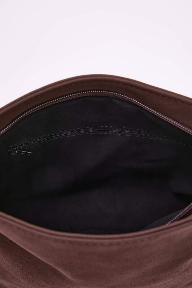 Kahverengi Nubuk Kadın Mini Boy Clutch El Çantası TAKAW26PY00008 - 7