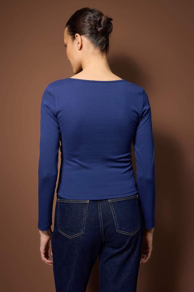 Lacivert Örme Bluz TWOAW26BZ00031 - 5
