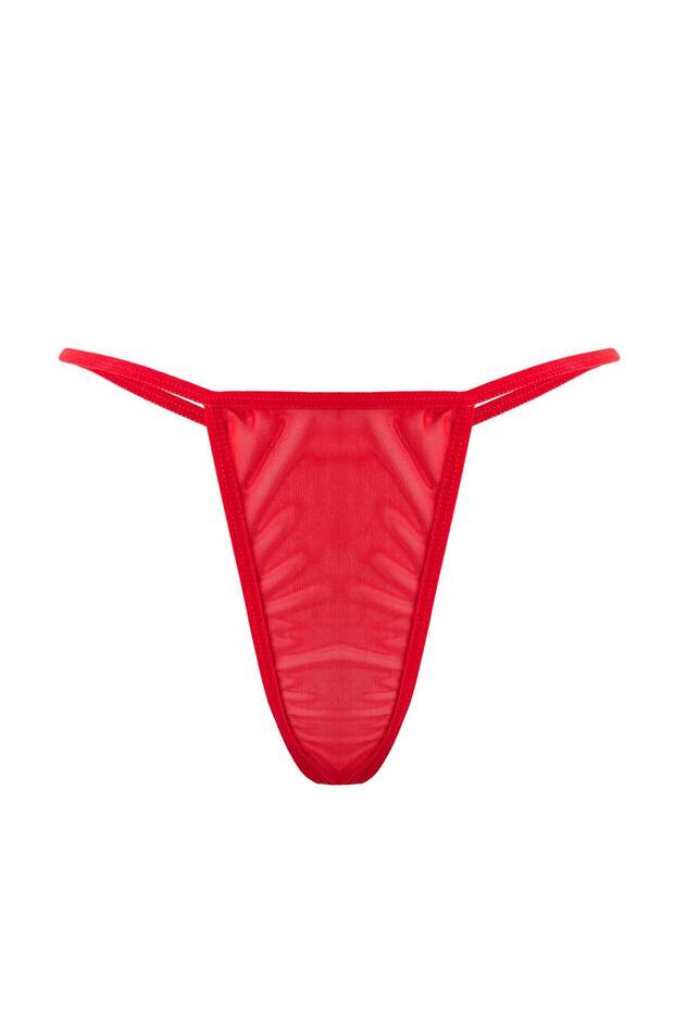 Kırmızı Kurdele/Fiyonklu, Yırtmaçlı ve Dantelli Tül Külotlu Babydoll/Fantezi Gecelik THMAW26LL00023 - 7