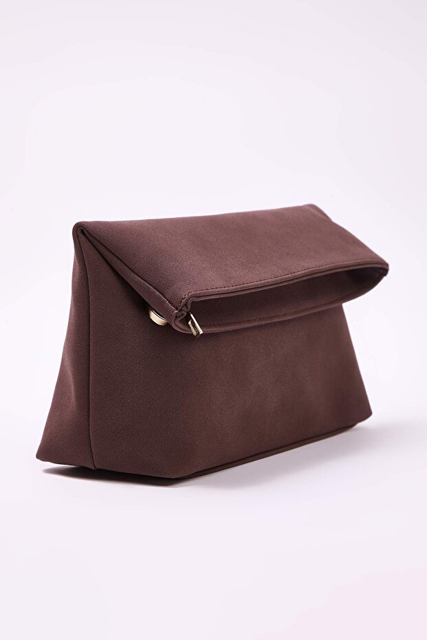 Kahverengi Nubuk Kadın Mini Boy Clutch El Çantası TAKAW26PY00008 - 4