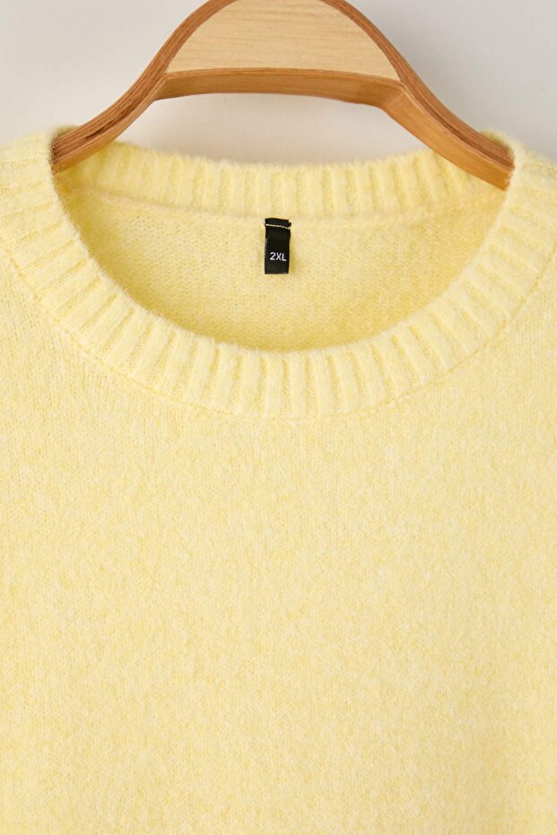 Wardrobe Essentials Gelber Premium-Garn-Basic-Strickpullover TBBAW26AN00049 - 6