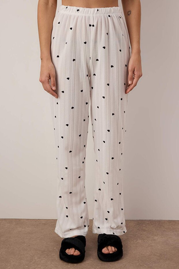Siyah-Beyaz 2'li Paket Kalpli Polar Kışlık Örme Pijama Altı THMAW25PJ00004 - 3