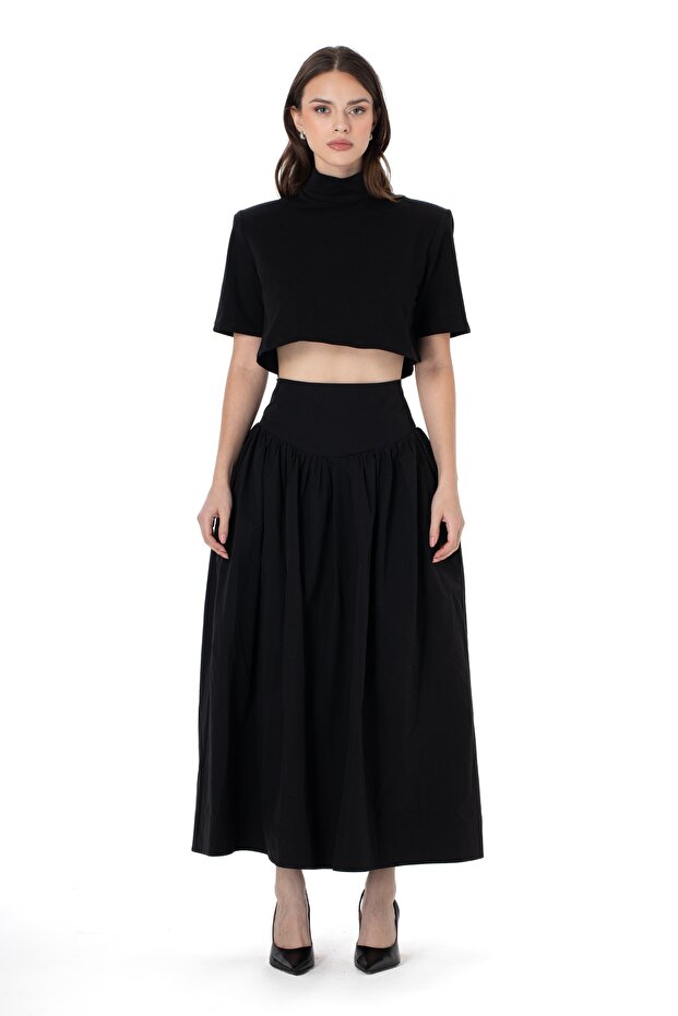 Crop căptușit cu guler înalt - 5