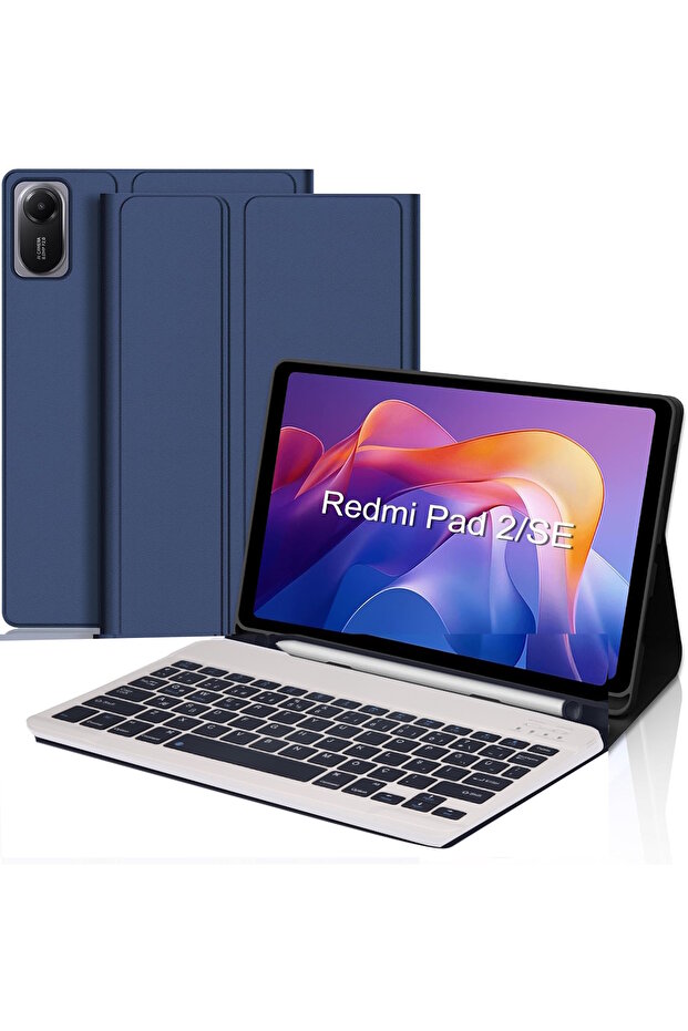 Xiaomi Redmi Pad 2 Compatible Tablet Case with Keyboard Wireless Bluetooth Pen Compartment Q Tablet Case