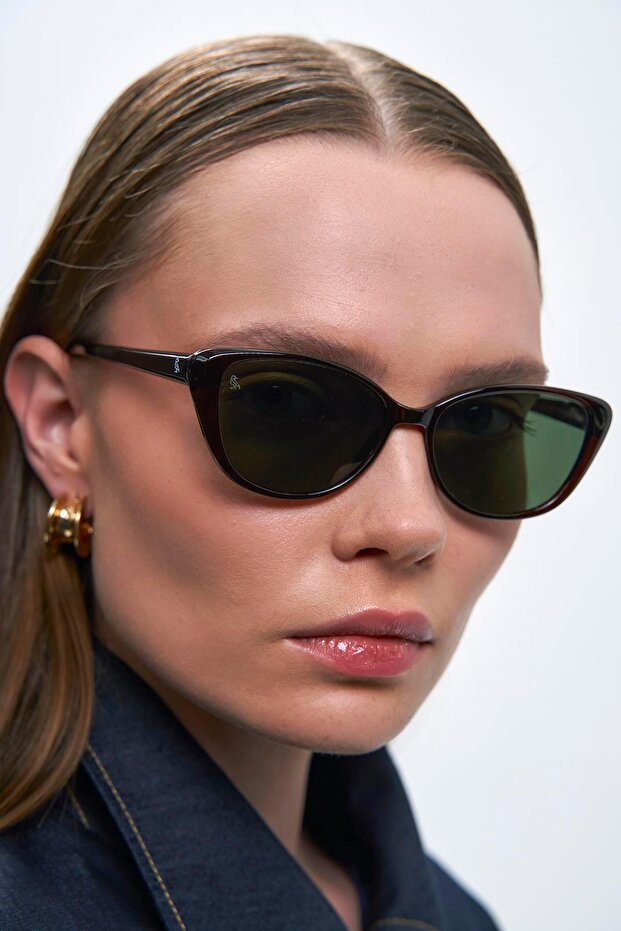 Desa Dark Brown Green Sunglasses