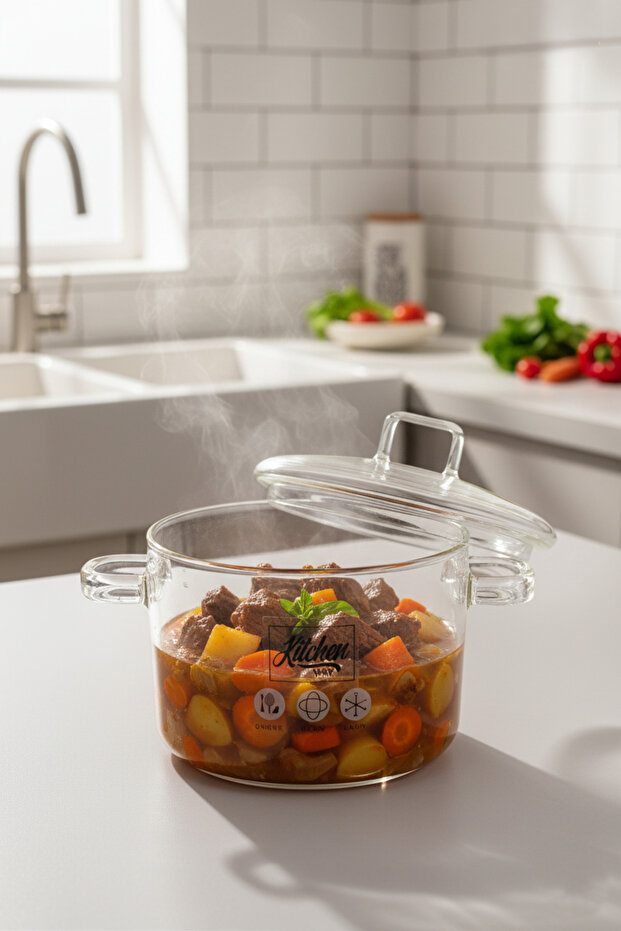 وعاء بوروسيليكات 1500 مل مقاوم للحرارة - 2